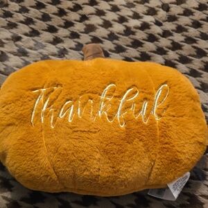 At home Thankful  Orange & White Pumpkin Accent Pillow